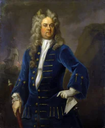 Ritratto del Capitano Robert Harland, con un telescopio in mano