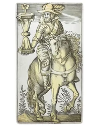 Carta da gioco da un set estremamente raro, inciso nei quattro semi italiani, Augusta