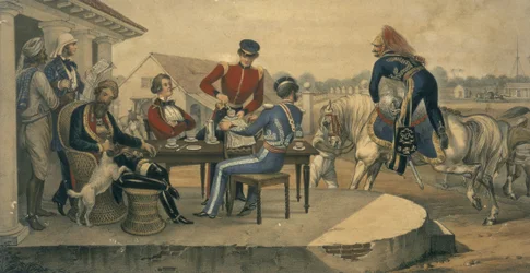 Una festa del caffè in una stazione militare in India, c.1850