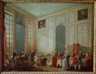 Tè nel salone del Principe di Conti al Palais du Temple (dipinto su tela)