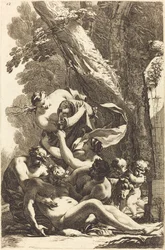 Silenus ubriaco sostenuto da due fauni