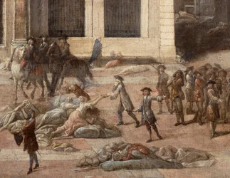 Veduta del Municipio (di Marsiglia) durante la peste del 1720
