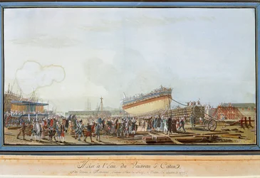 Il varo della nave Le Caton nel porto di Tolone alla presenza del Conte di Provenza nel luglio 1777