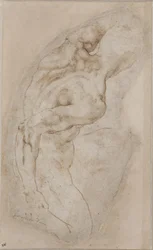 Un giovane inginocchiato visto da dietro