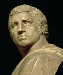 Bruto, dettaglio della testa dal busto di Michelangelo Buonarroti 1475-1564, ca. 1539-40, dettaglio in marmo di 79848