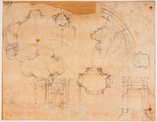 Progetti di costruzione, elevazioni e schizzi della cupola, per la Cappella Sforza