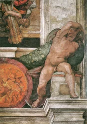 Dettaglio del soffitto della Cappella Sistina in Vaticano, 1508-1512