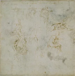 Recto: Otto studi di figure. Verso: Studio di figura, c1490-1560