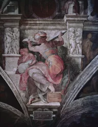 Soffitto della Cappella Sistina: Sibilla Libica, c.1508-10 (prima del restauro)