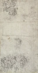 Studio per Il Giudizio Universale (penna e matita su carta) (verso)