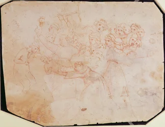 Studio per la Strage degli Innocenti (inchiostro marrone su carta) (recto)
