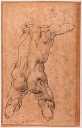 Studio di nudo maschile inginocchiato