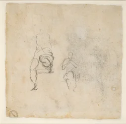 Due schizzi molto leggeri di figure sedute, c1490-1560