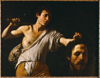 Davide che mostra la testa di Golia (olio su legno di pioppo)