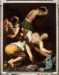 Il martirio di San Pietro, 1600-1601, dimensioni 230 x 175 cm, Chiesa di Santa Maria del Popolo, Cappella Cerasi, Roma