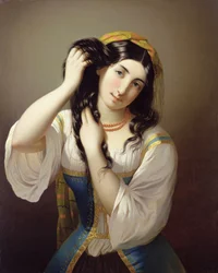 Una siciliana che gioca con i suoi capelli