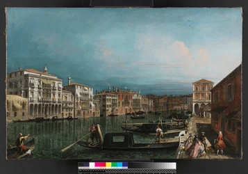 Il Canal Grande, Venezia, sopra il ponte di Rialto, prima del 1743