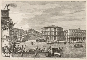 Vedute di Venezia: Il ponte e il mercato di Rialto