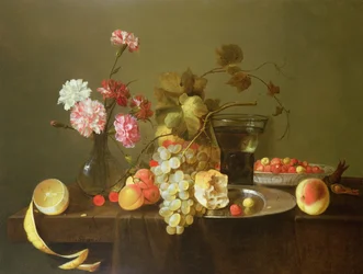 Natura morta di frutta e fiori