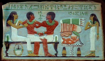 Antichità egizia: stele privata e commemorativa dalla necropoli di Abydos vicino a Tebe. Medio Impero. Il Cairo, Museo Egizio