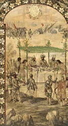 Ordina la distruzione delle navi e incontra gli ambasciatori di Montezuma nel 1520 - La conquista del Messico di Hernan Cortes