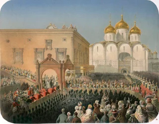 Processione della zarina Alexandra Feodorovna alla Cattedrale della Dormizione, Mosca, 1856