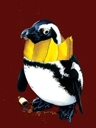 Pinguino di Natale su ossido rosso, 2020