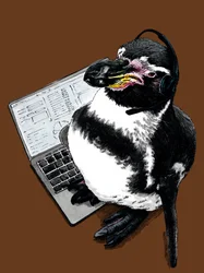 Pinguino Nuovo Lavoro su Arancione Bruciato, 2020