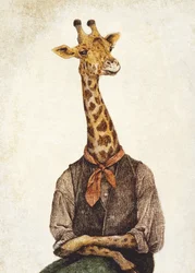 Una giraffa con il corpo di un essere umano