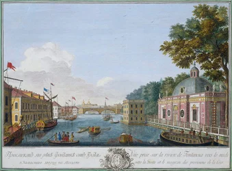 Vista del fiume Fontanka dal Grotto, San Pietroburgo, Russia, 1753