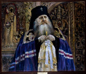 Ritratto di Antonio, Metropolita di Kiev e di Galizia (1863-1936) - Olio su tela di Mikhail Vasilyevich Nesterov (1862-1942)