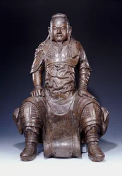 Una grande figura in bronzo di Guandi della prima epoca Ming