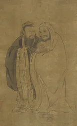 Confucio e Buddha che cullano un Qilin