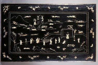 Tavolo Kang (legno laccato con intarsi in osso)