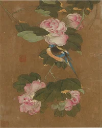 Dieci immagini di uccelli e fiori