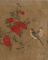 Dieci immagini di uccelli e fiori