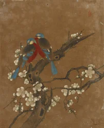 Dieci immagini di uccelli e fiori
