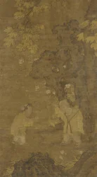 Due ragazzi che giocano con il burattino di un leone, XV-XVI secolo