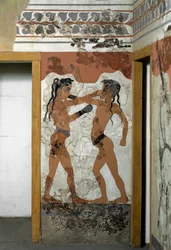 Arte minoica: combattimento tra due pugili (affresco da Akrotiri a Santorini)