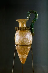 Arte minoica: rhyton in cristallo di rocca e rame dalla stanza del tesoro del santuario di Zakros a Creta. 1700-1400 a.C., museo archeologico