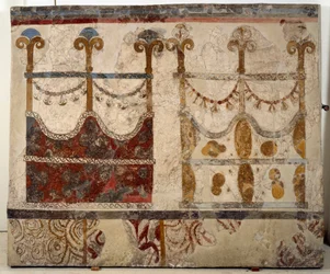 Civiltà minoica: rappresentazione di due portali (Ikria). Affresco dal bacino lustrale dell