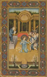Gesù tra i dottori nel Tempio, 1760 circa (acquerello opaco con oro su carta, bordi floreali a colori su fondo oro)