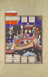 Parabola della nave dello sciismo di Firdausi, Folio 18v dal Shahnama Libro dei Re, c1530-35