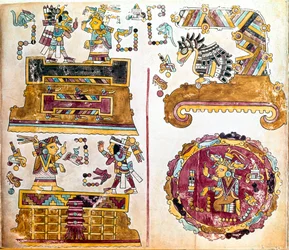 Codice Mixteco con illustrazioni di attività quotidiane