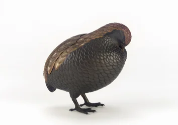 Scatola di incenso a forma di quaglia, una di una coppia, Tokyo, periodo Edo