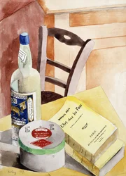 Natura morta con bottiglie e libri; Nature Morte a la Bouteilles aux Livres