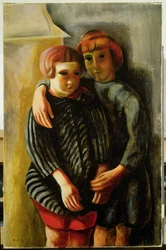 Due bambini (olio su tela)