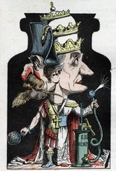 Allegoria del Concordato (firmato tra Pio VII e Bonaparte) del 1801 rappresentato da Moloch come dispositivo di compressione con Napoleone III e il Papa