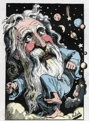 Allegoria di Dio in "The Trombinoscope" di Touchatout, caricatura di B. Moloch del 1882. Collezione privata.