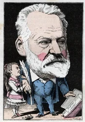 Ritratto dello scrittore francese Victor Hugo (1802-1885) in “Le Trombinoscope” di Touchatout, caricatura di B. Moloch del 1882 (1849-1909). Collezione privata